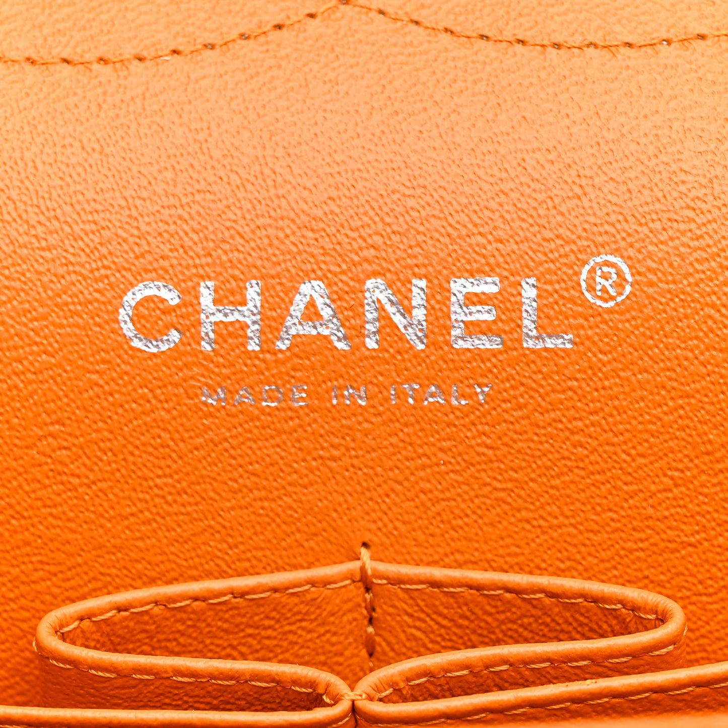 Patent Quilted Jumbo Double Flap Orange