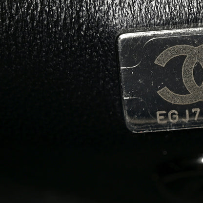 Chanel Satin Sequin Embellished Flower East West Flap Black White Blue 7 of 10
