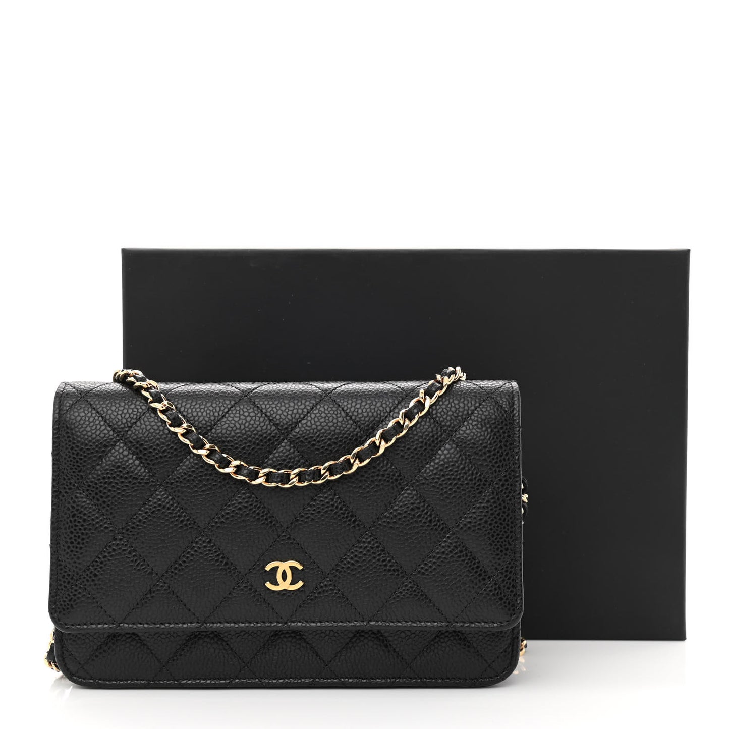 Caviar Quilted Wallet On Chain WOC Black
