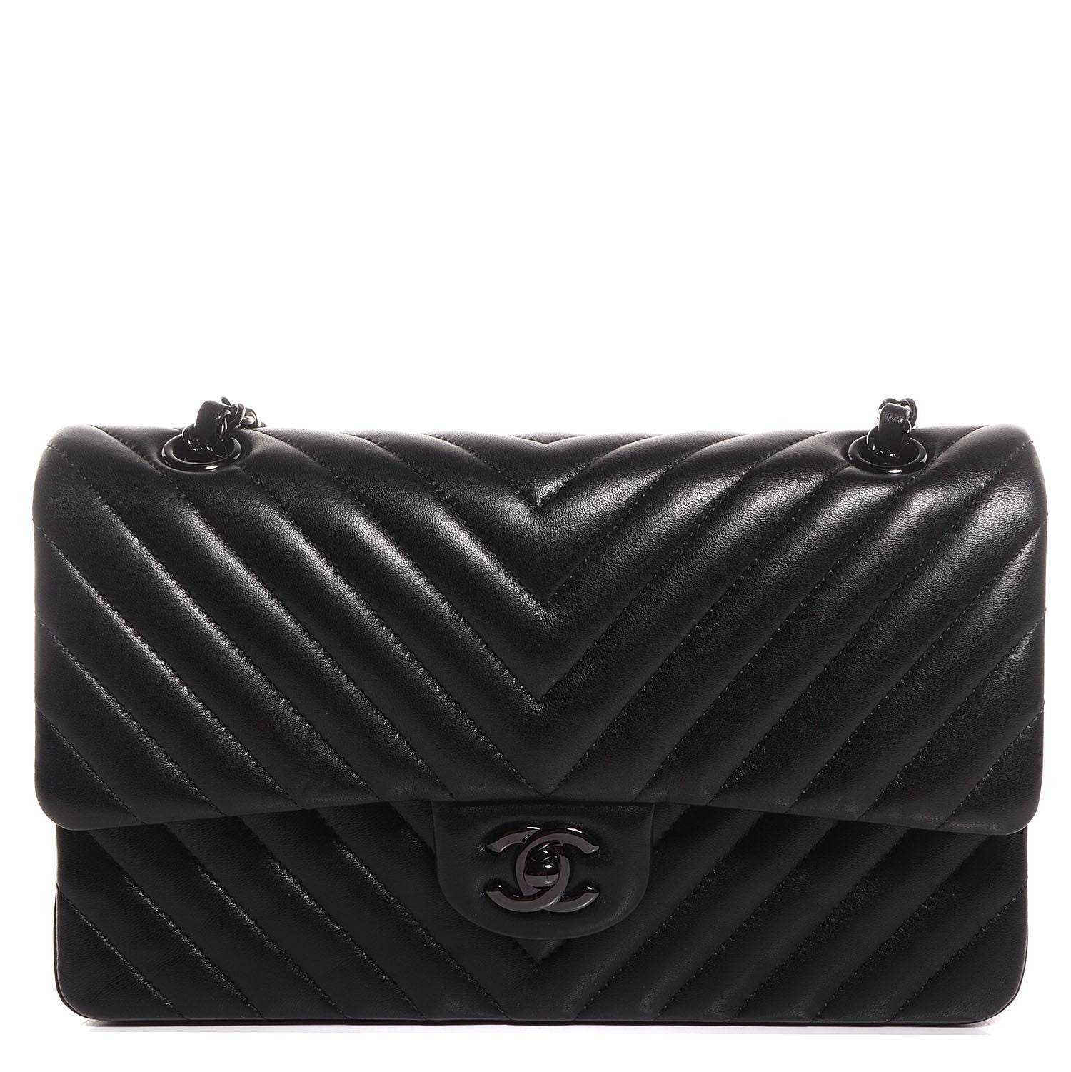 Chanel Lambskin Chevron Medium Double Flap So Black 1 of 9