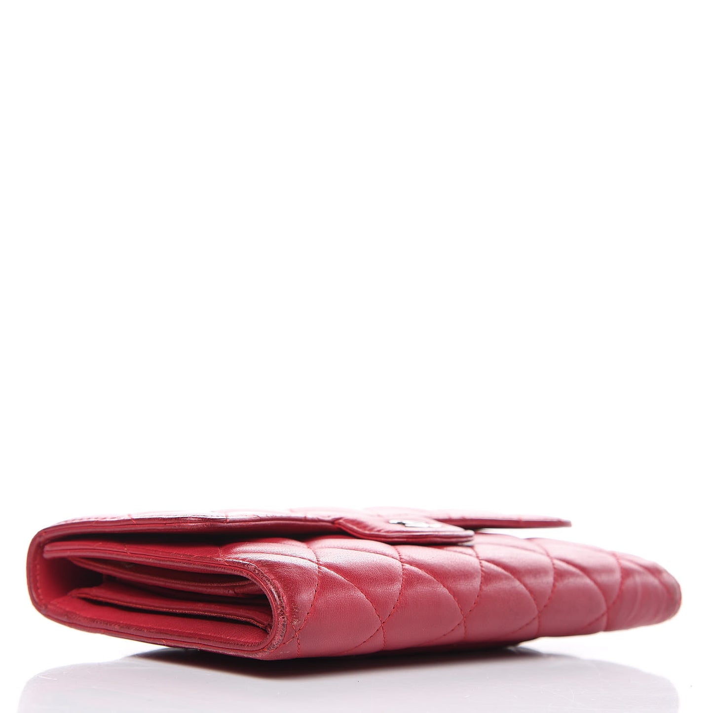 Lambskin Quilted Large Flap Wallet Dark Pink