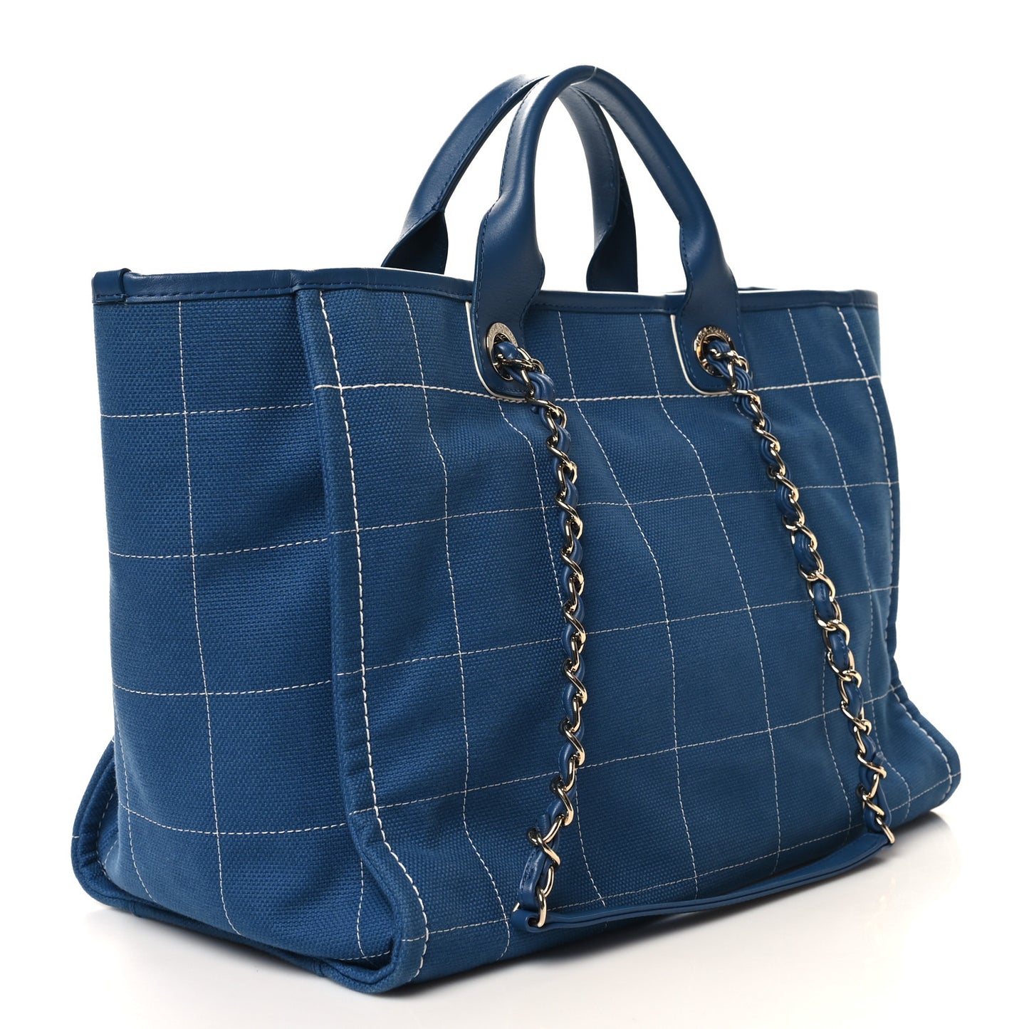 Cotton Medium Deauville Tote Blue White