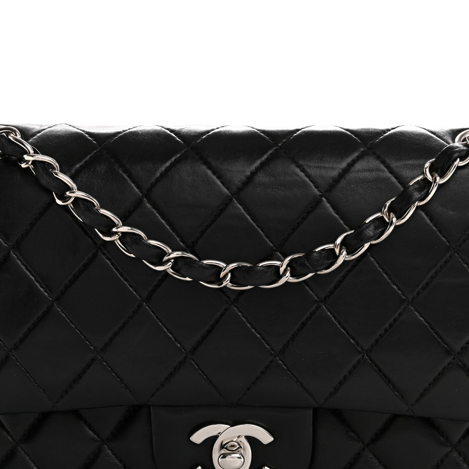 Chanel Lambskin Quilted Medium Double Flap Black 8 of 15