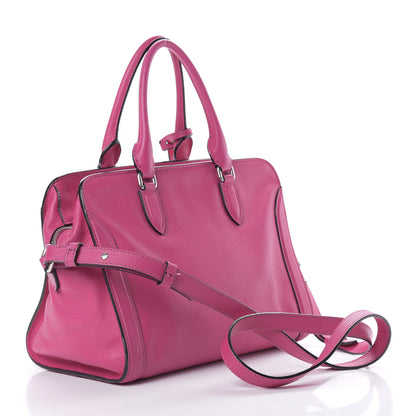 Alexander McQueen Pebbled Calfskin Small Skull Padlock Zip Around Tote Bouganville 3 of 21