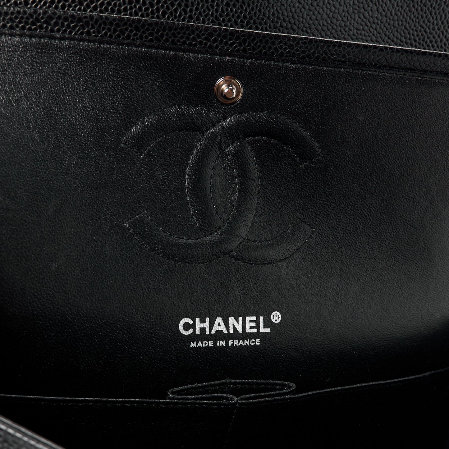 Caviar Quilted Medium Double Flap Black