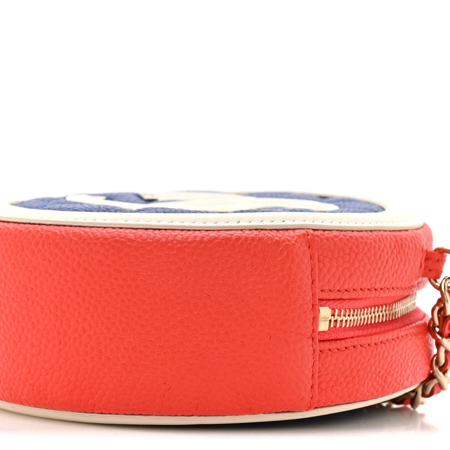Caviar Quilted Round Filigree Crossbody Blue White Red