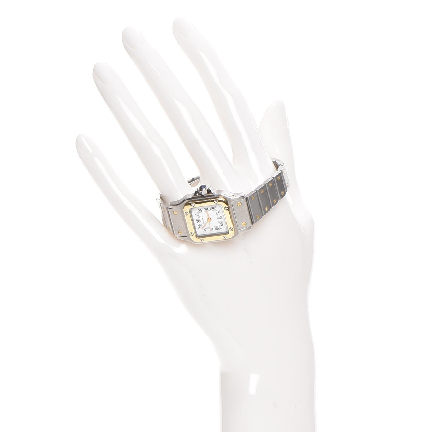 Cartier Stainless Steel 18K Yellow Gold 24mm Santos De Cartier Galbee Quartz Watch 2 of 13