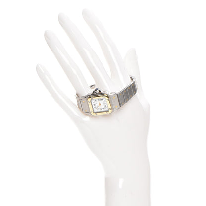Cartier Stainless Steel 18K Yellow Gold 24mm Santos De Cartier Galbee Quartz Watch 2 of 13