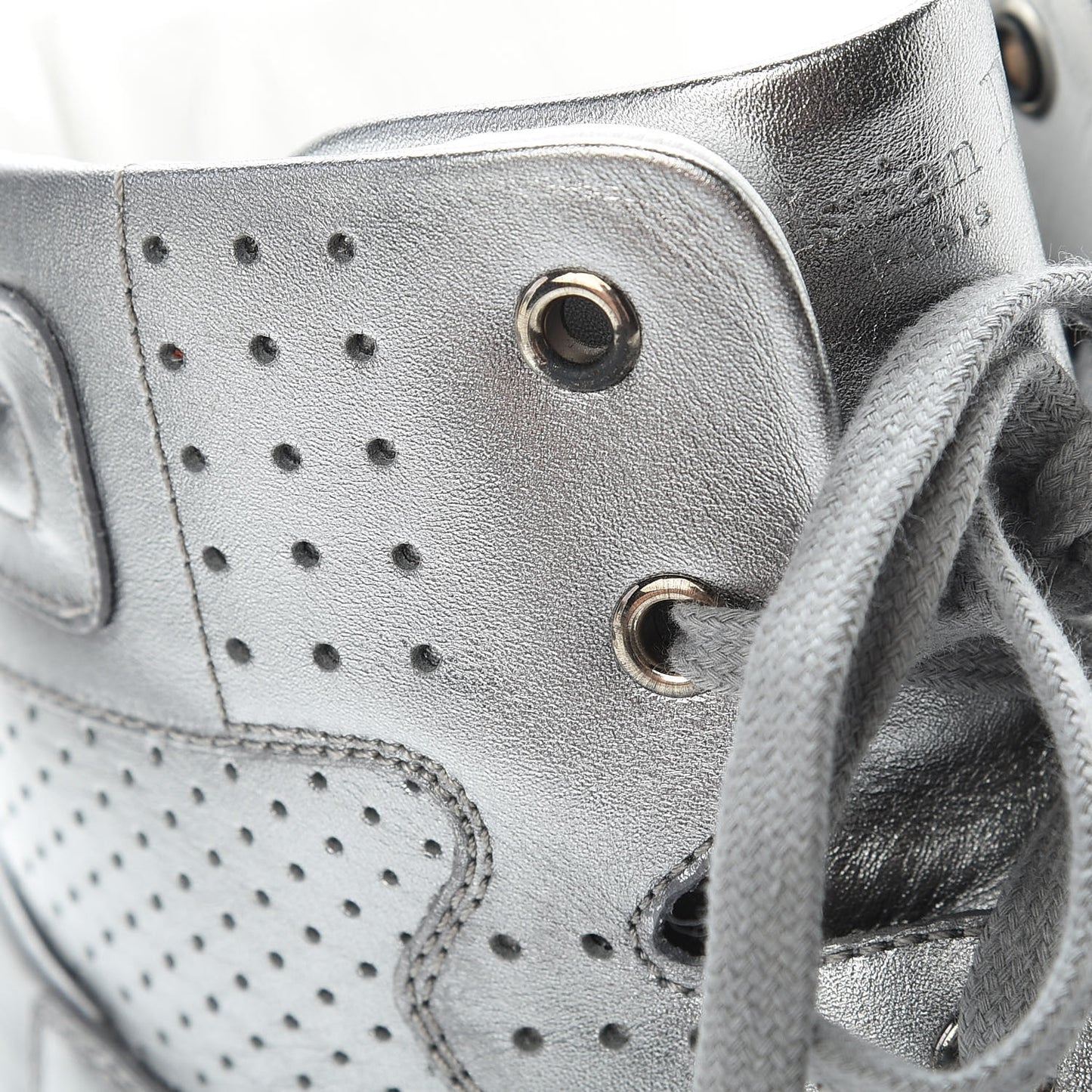 Metallic Calfskin Hip-Dior High Top Sneakers 39 Steel