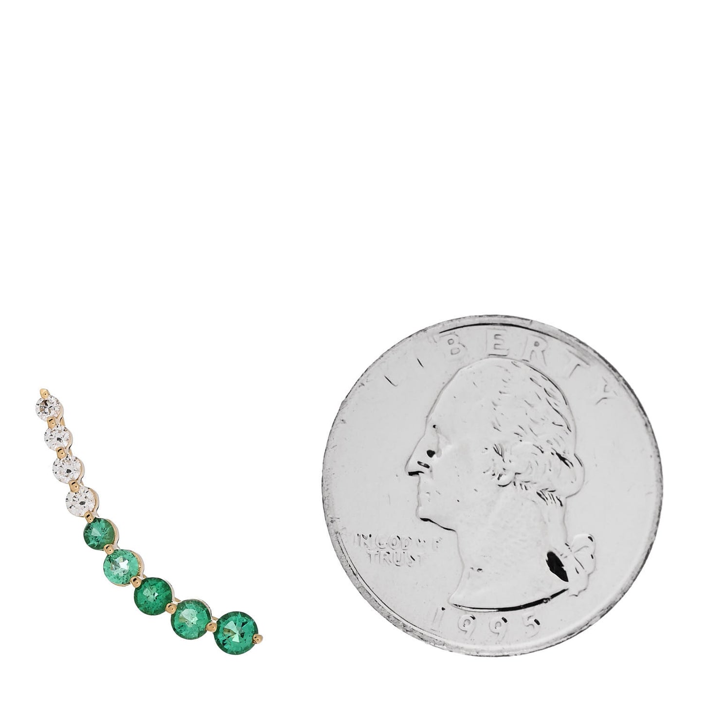18K Yellow Gold Diamond Emerald Floating Earring