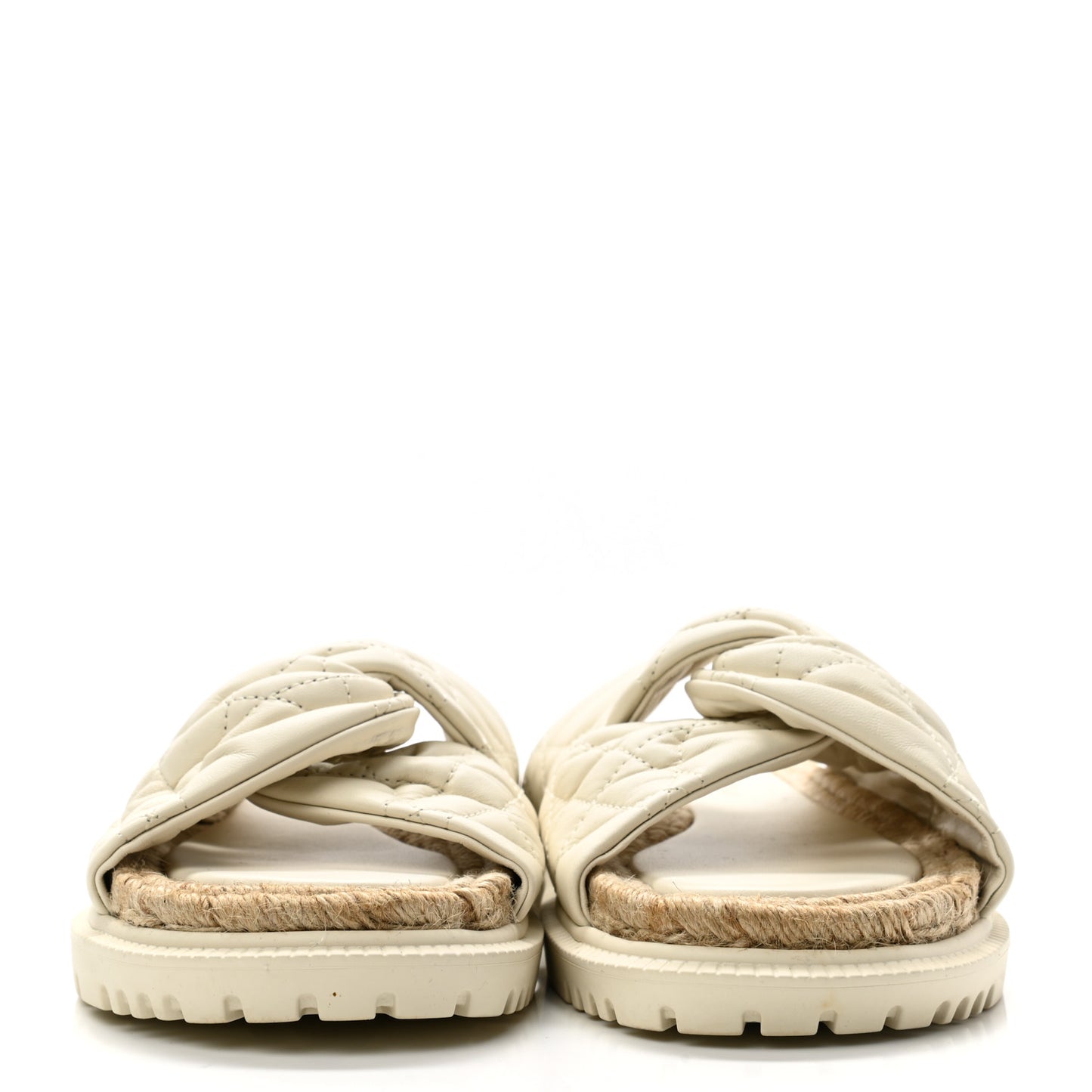 Calfskin Cannage Dtwist Espadrille Platform Sandals 39 White