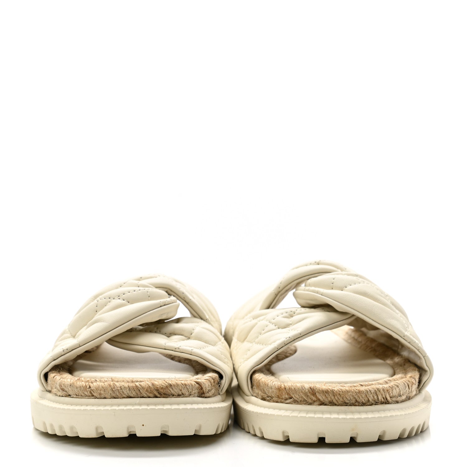 Christian Dior Calfskin Cannage Dtwist Espadrille Platform Sandals 39 White 2 of 9