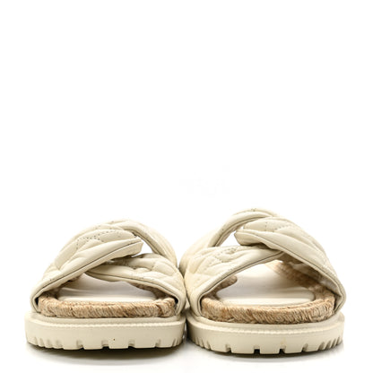 Christian Dior Calfskin Cannage Dtwist Espadrille Platform Sandals 39 White 2 of 9