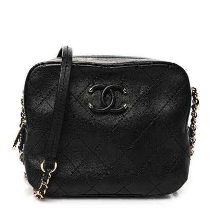 Chanel Calfskin Stitched Covered CC Camera Case Bag Black 1 of 10