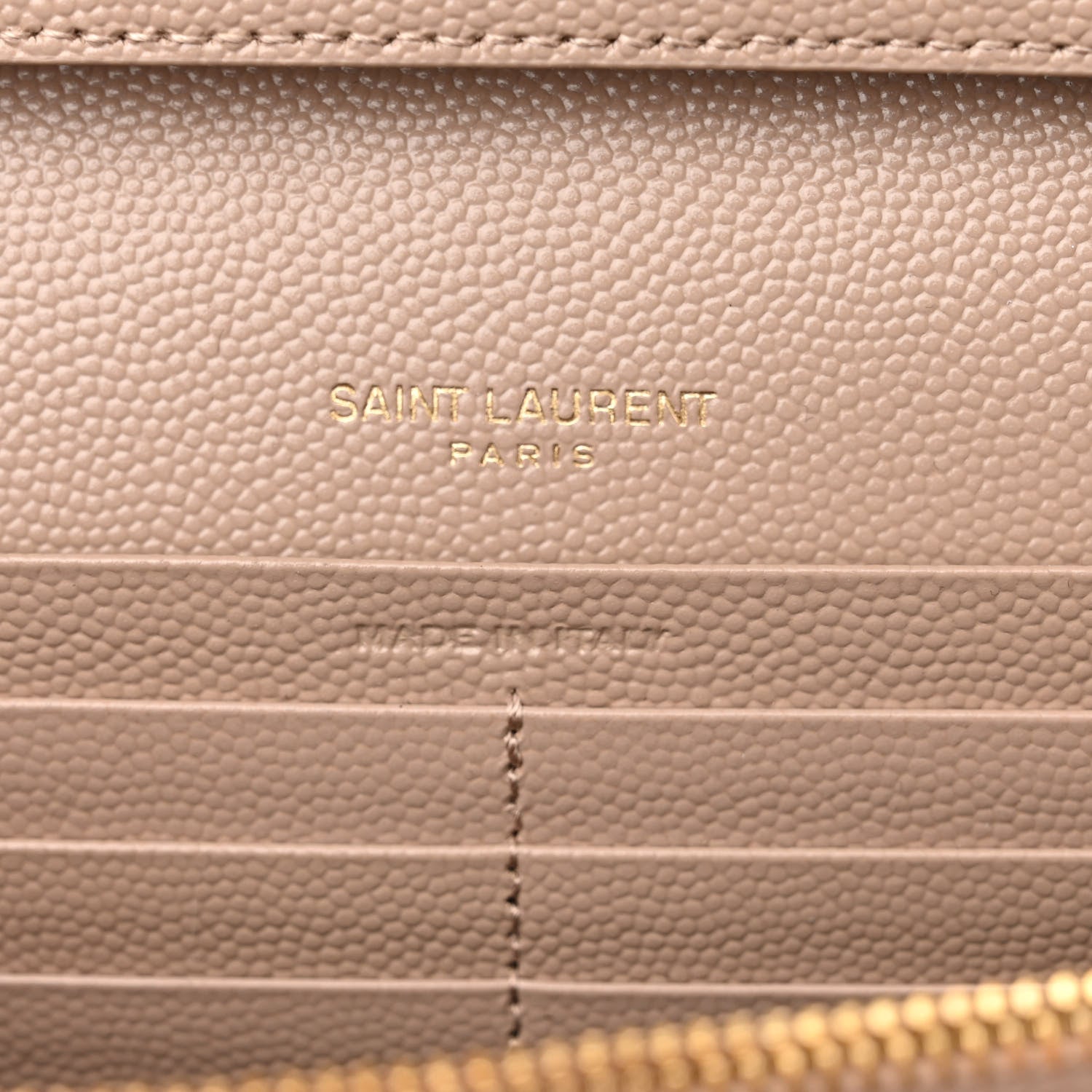 Saint Laurent Grain De Poudre Matelasse Chevron Monogram Chain Wallet Dark Beige 6 of 11