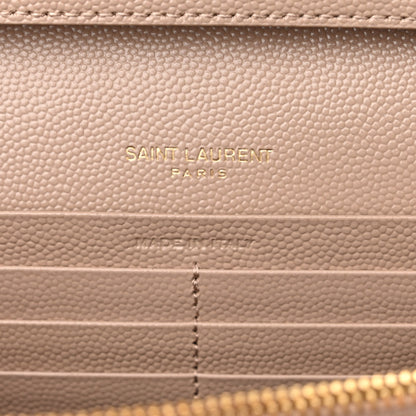 Saint Laurent Grain De Poudre Matelasse Chevron Monogram Chain Wallet Dark Beige 6 of 11