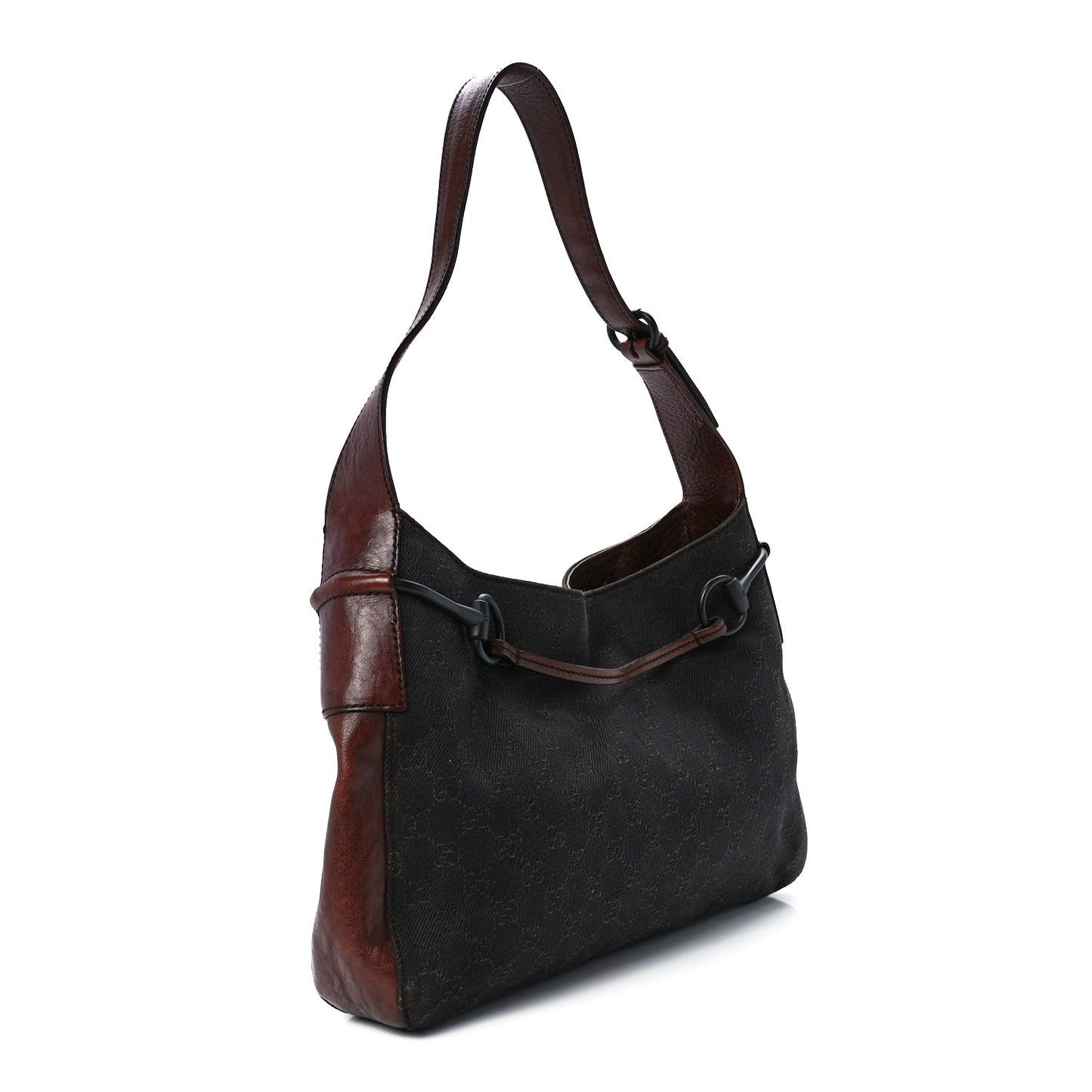 Monogram Canvas Horsebit Drawstring Hobo Brown