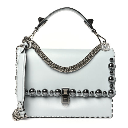 Fendi Vitello Liberty Pearl Scalloped Studded Kan I Shoulder Bag Grigio Perla 1 of 9