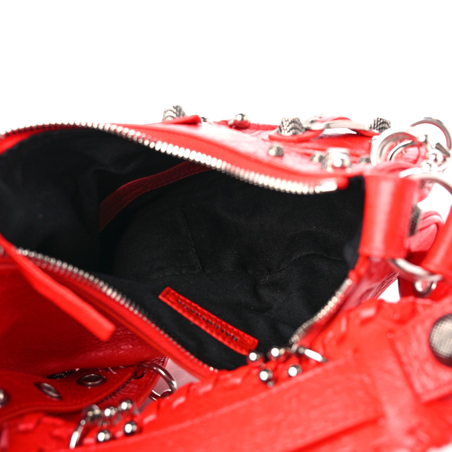 Agneau Arena Pierced Le Cagole Shoulder Bag XS Tomato Red