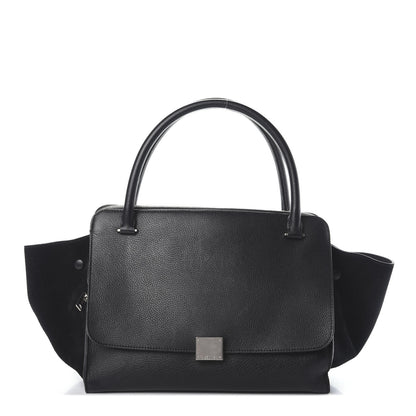 Celine Drummed Calfskin Suede Double Zip Trapeze Black 1 of 9