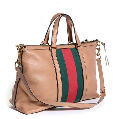 Gucci Leather Web Medium Rania Top Handle Bag Khaki 3 of 11