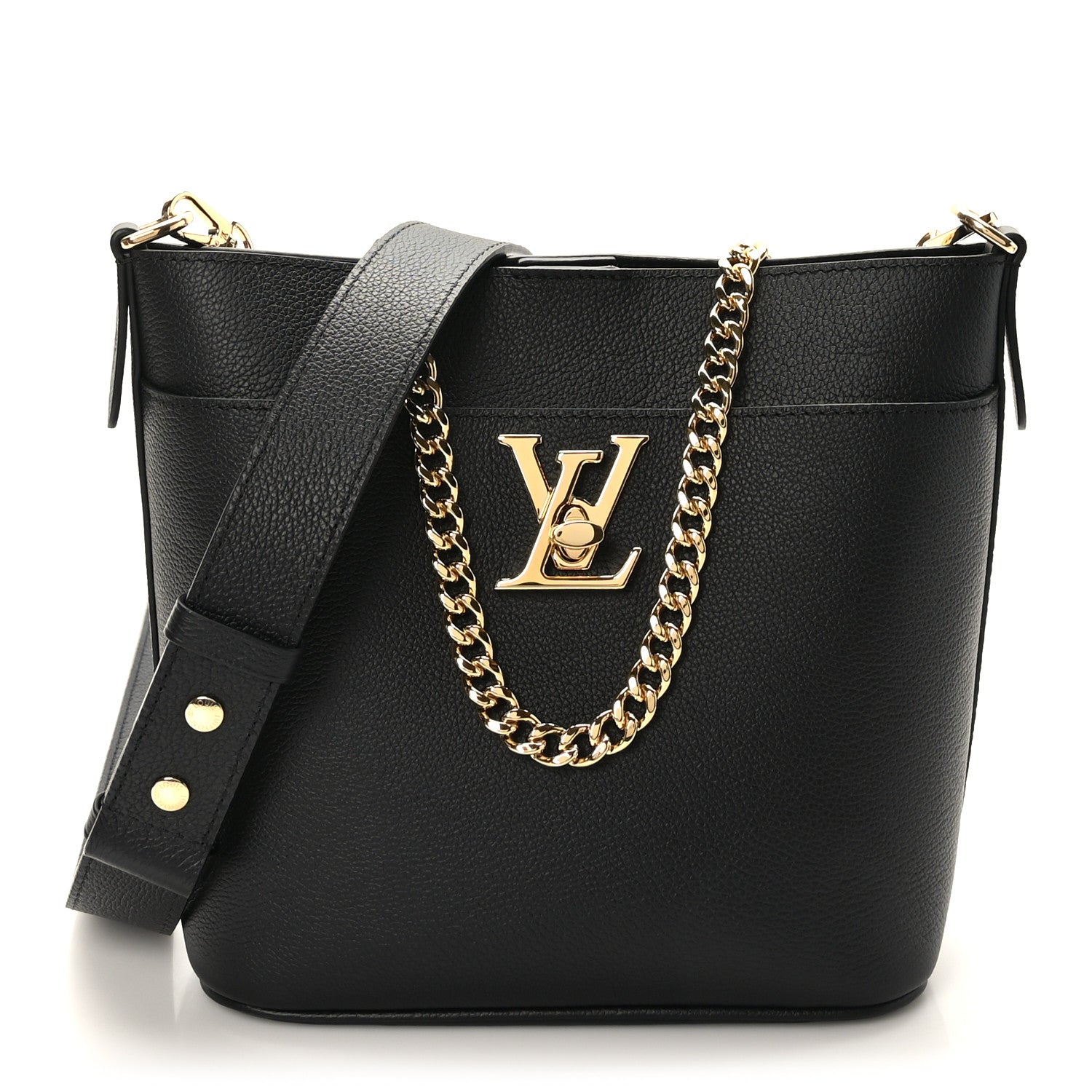 Louis Vuitton Calfskin Lock and Walk Bucket Black 1421914