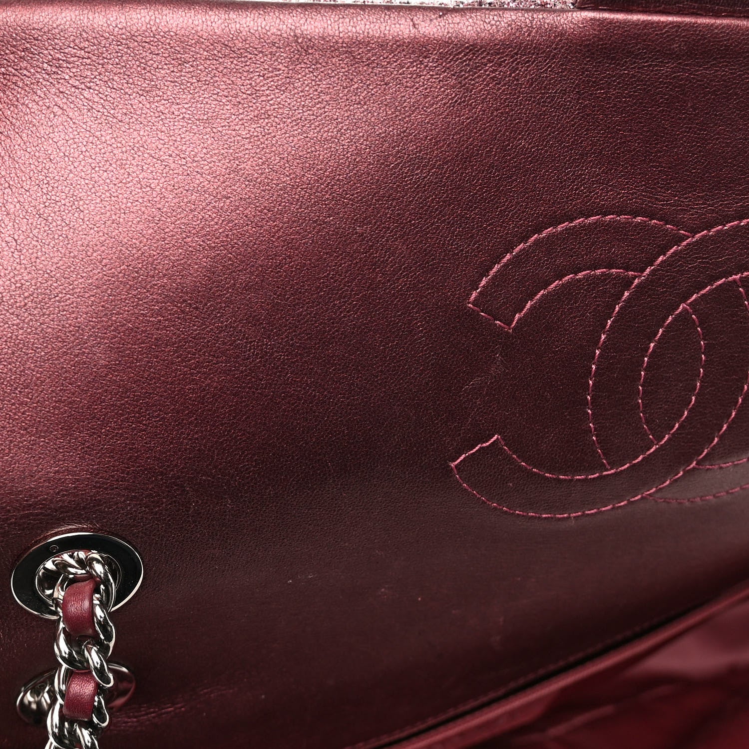 Chanel Lurex Knit Medium Pluto Glitter Flap Pink 14 of 16