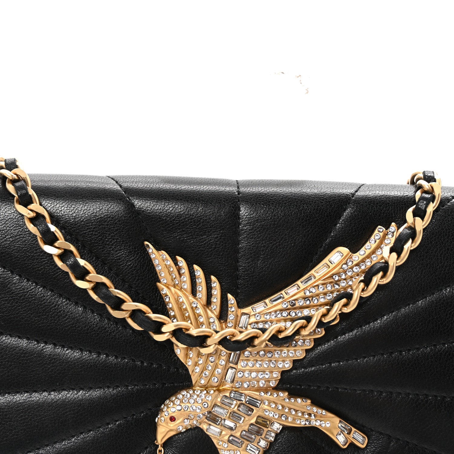 Chanel Lambskin Imperial Eagle Clutch With Chain Black 8 of 10