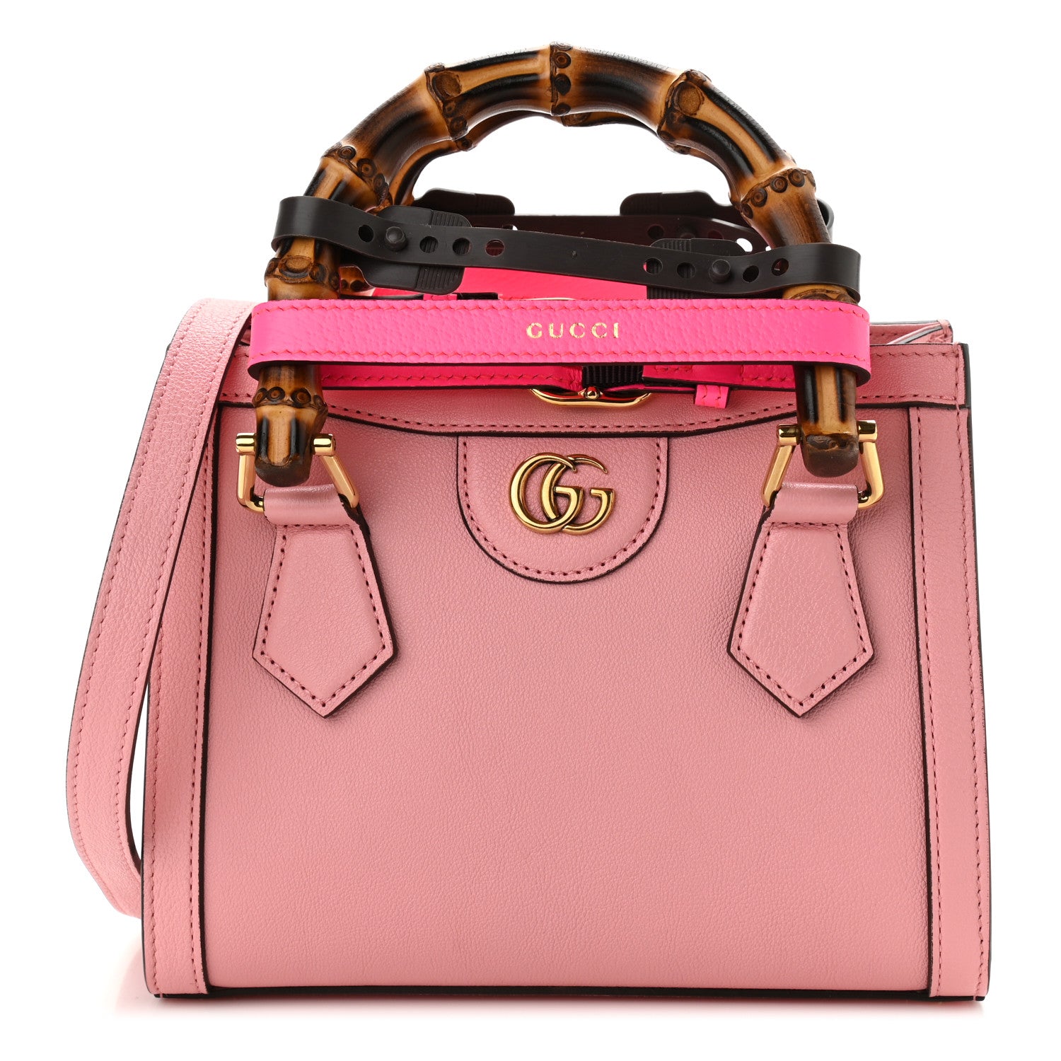 Gucci Wonka Grain Calfskin Mini Diana Tote Bag Wild Rose Fuxia Fluo 1 of 12