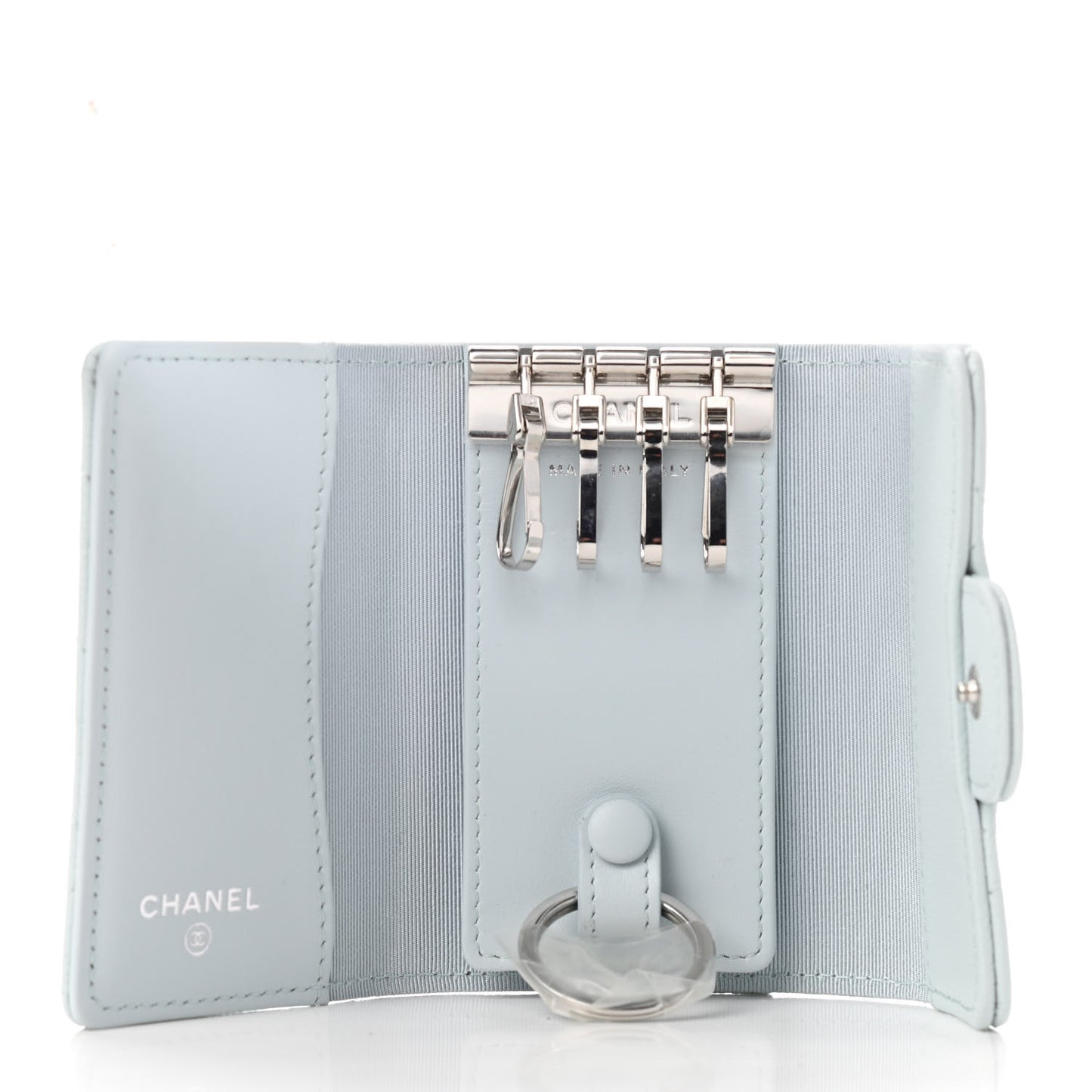 Caviar Quilted Classic 4 Key Holder Wallet Light Blue