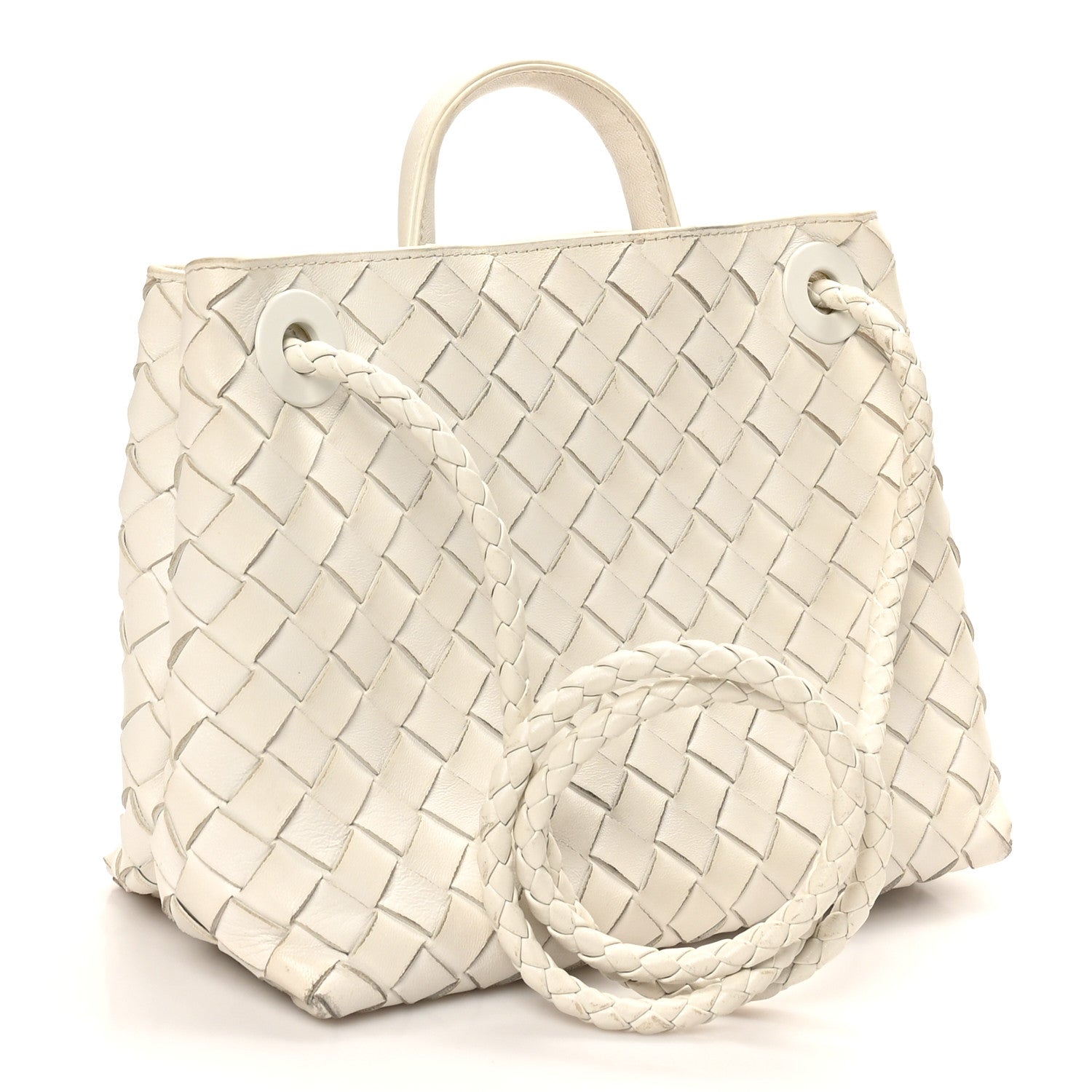 Bottega Veneta Nappa Intrecciato Small Andiamo Shoulder Bag White 3 of 9