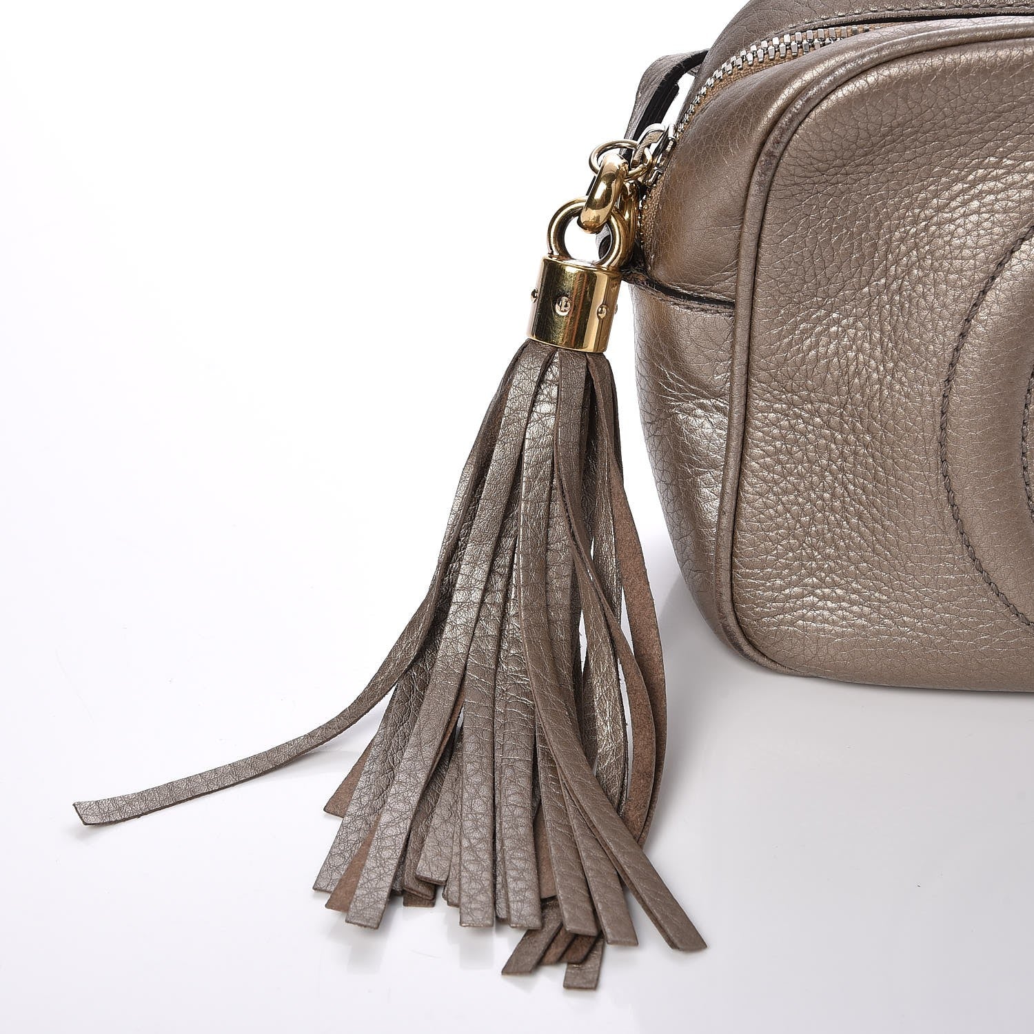 Gucci Metallic Pebbled Calfskin Small Soho Disco Bag Golden Beige 8 of 9