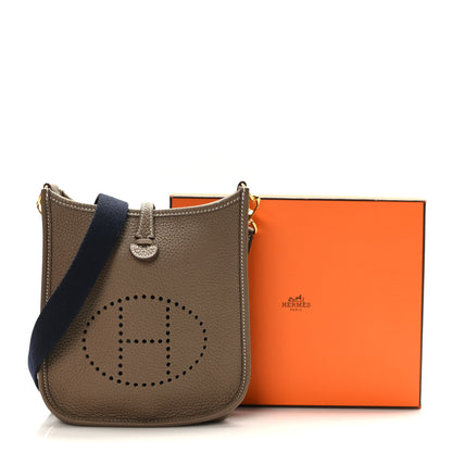 Hermes Taurillon Clemence Amazone Evelyne TPM Etoupe Bleu Indigo 10 of 10