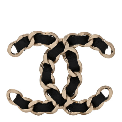 Chanel Lambskin Chain CC Brooch Black Gold 1 of 5