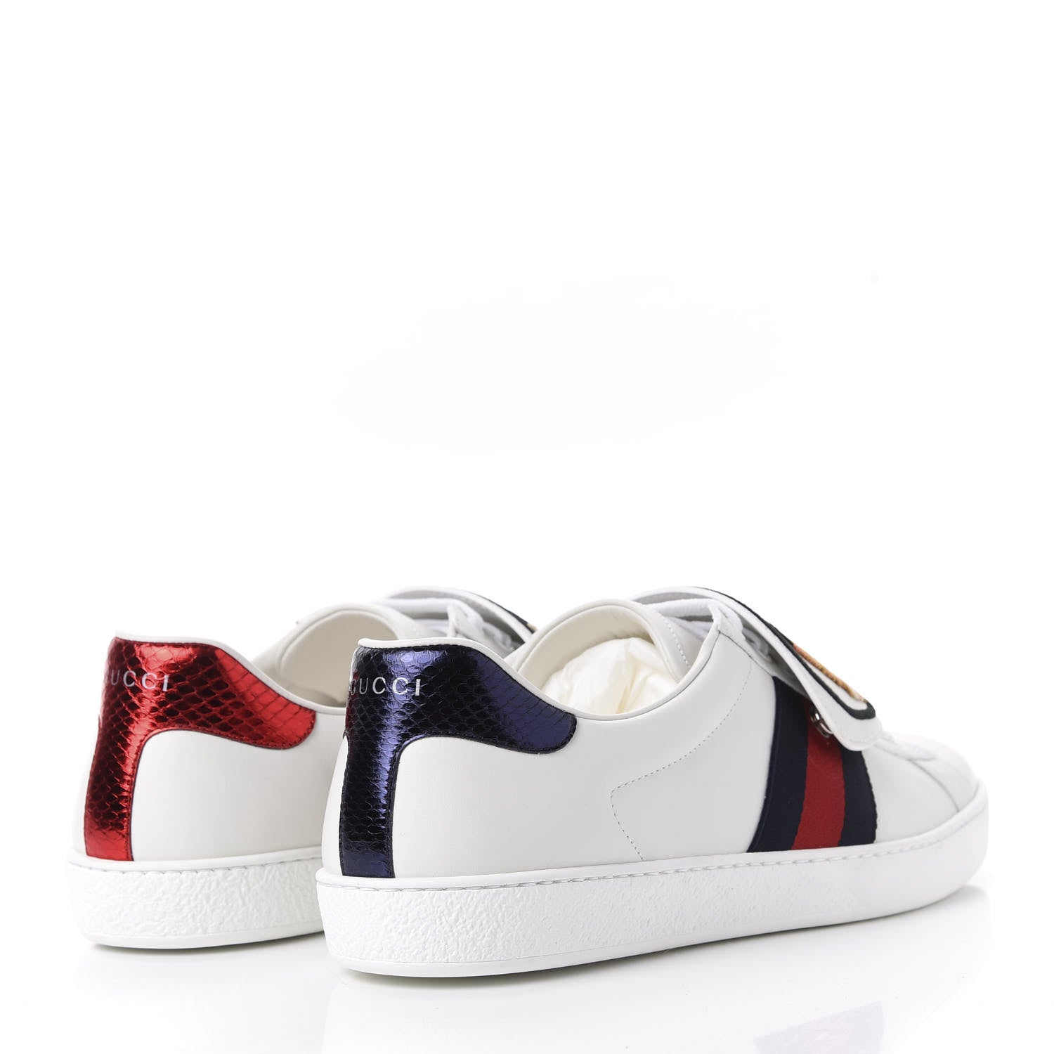 Gucci Calfskin Ayers Web Tiger Embroidered Mens Ace Sneakers 11.5 White 4 of 11