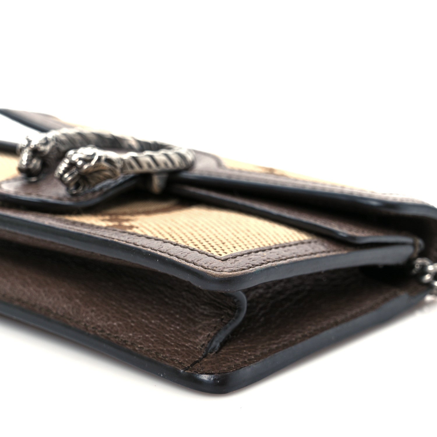 Gucci Monogram Jumbo GG Textured Dollar Calfskin Super Mini Dionysus Shoulder Bag Camel Ebony New Acero 10 of 10