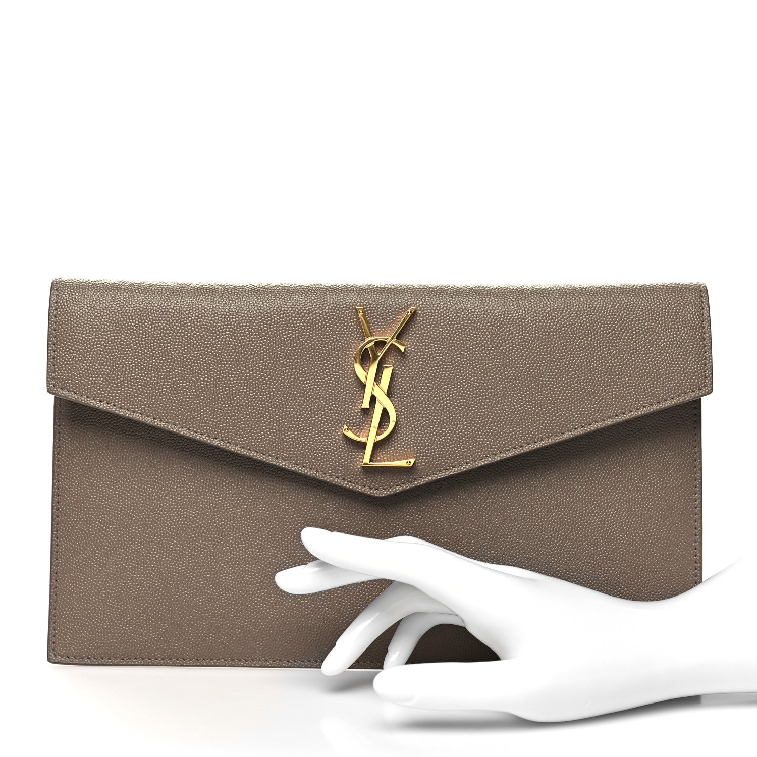 Saint Laurent Grain De Poudre Uptown Pouch Dark Beige 2 of 10