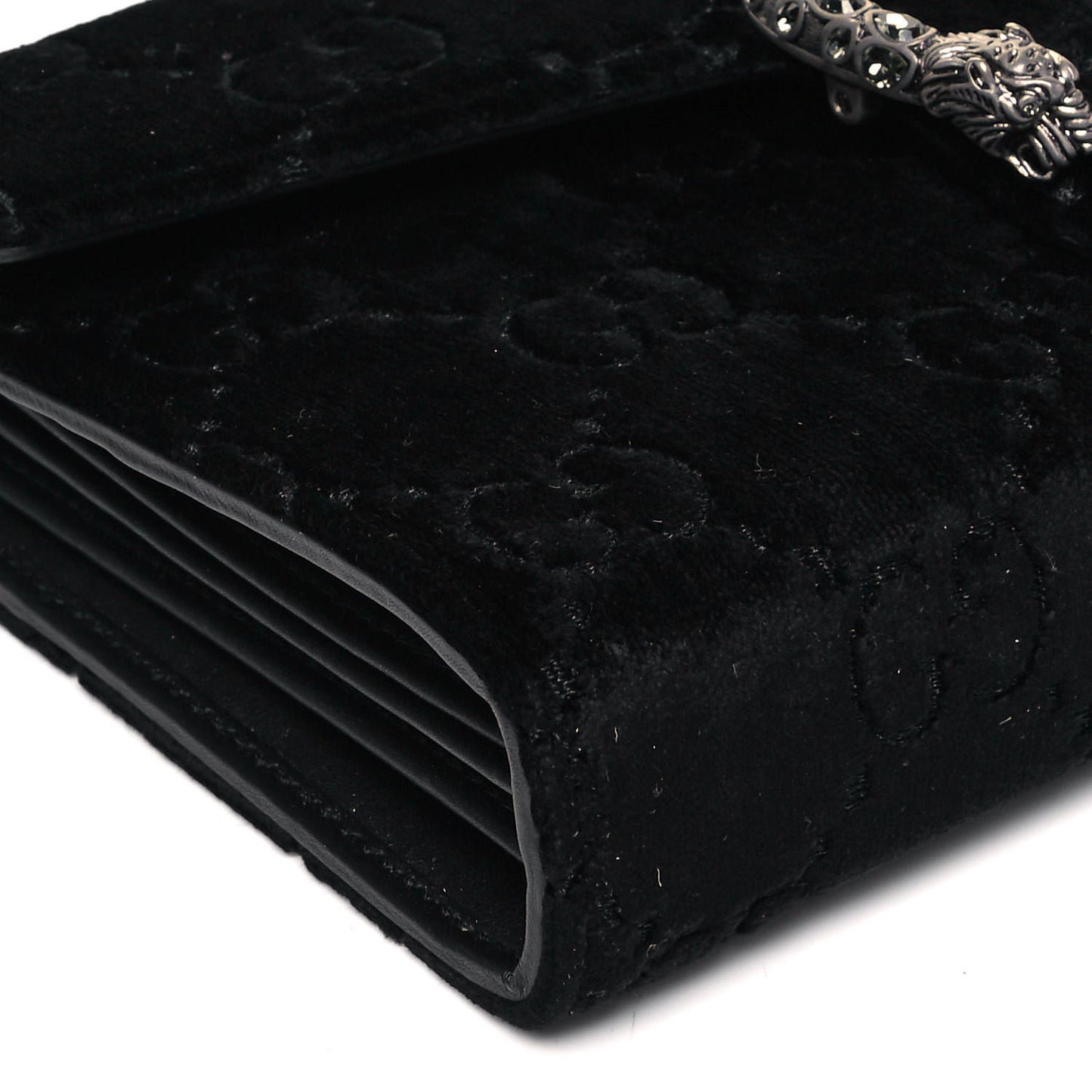 Velvet GG Monogram Mini Dionysus Chain Wallet Black