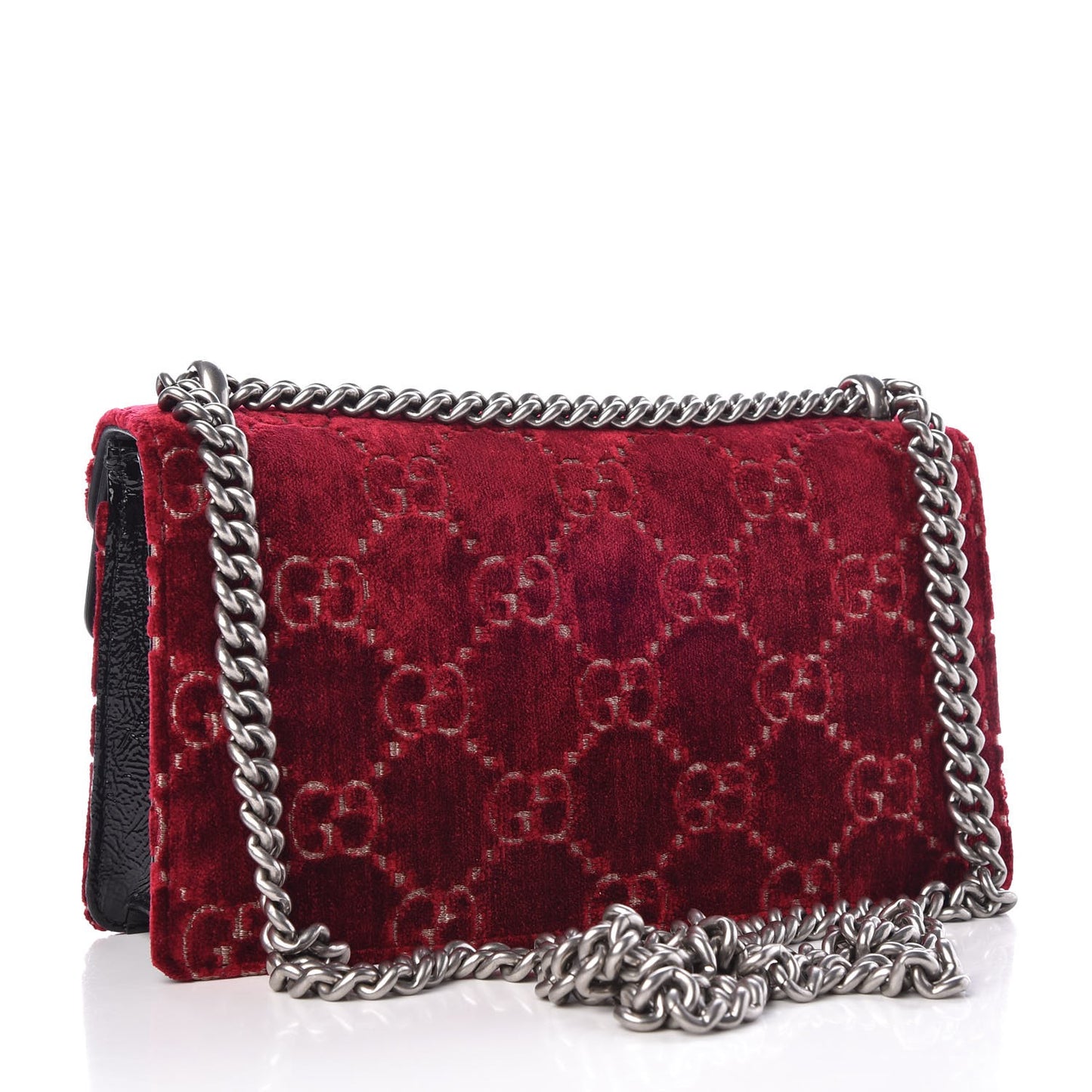 Velvet Skipper Crystal GG Monogram Small Dionysus Shoulder Bag Red Cipria Black Black Diamond