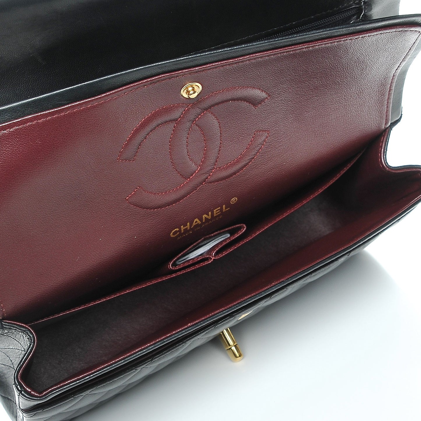 Lambskin Quilted Medium Double Flap Black
