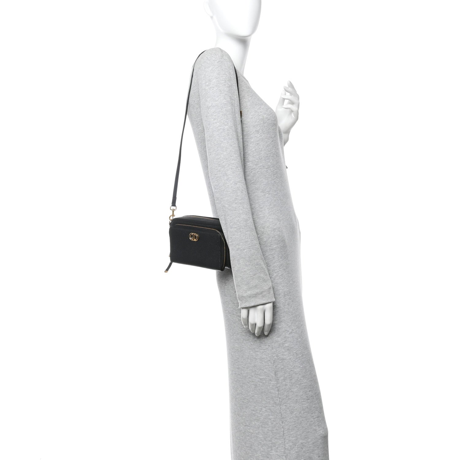 Christian Dior Grained Calfskin Caro Double Pouch Black 2 of 12