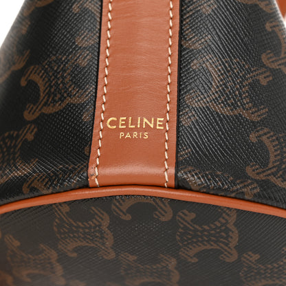 Celine Triomphe Canvas Calfskin Small Drawstring Bucket Bag Tan 6 of 11