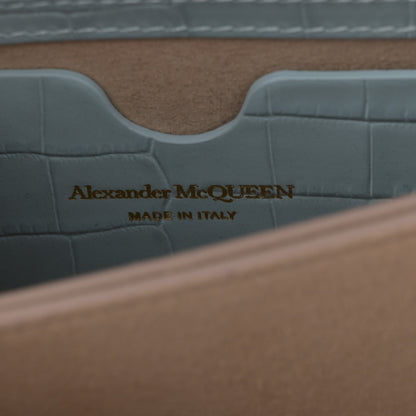 Alexander McQueen Shiny Crocodile Embossed Jeweled Satchel Pale Blue 5 of 12