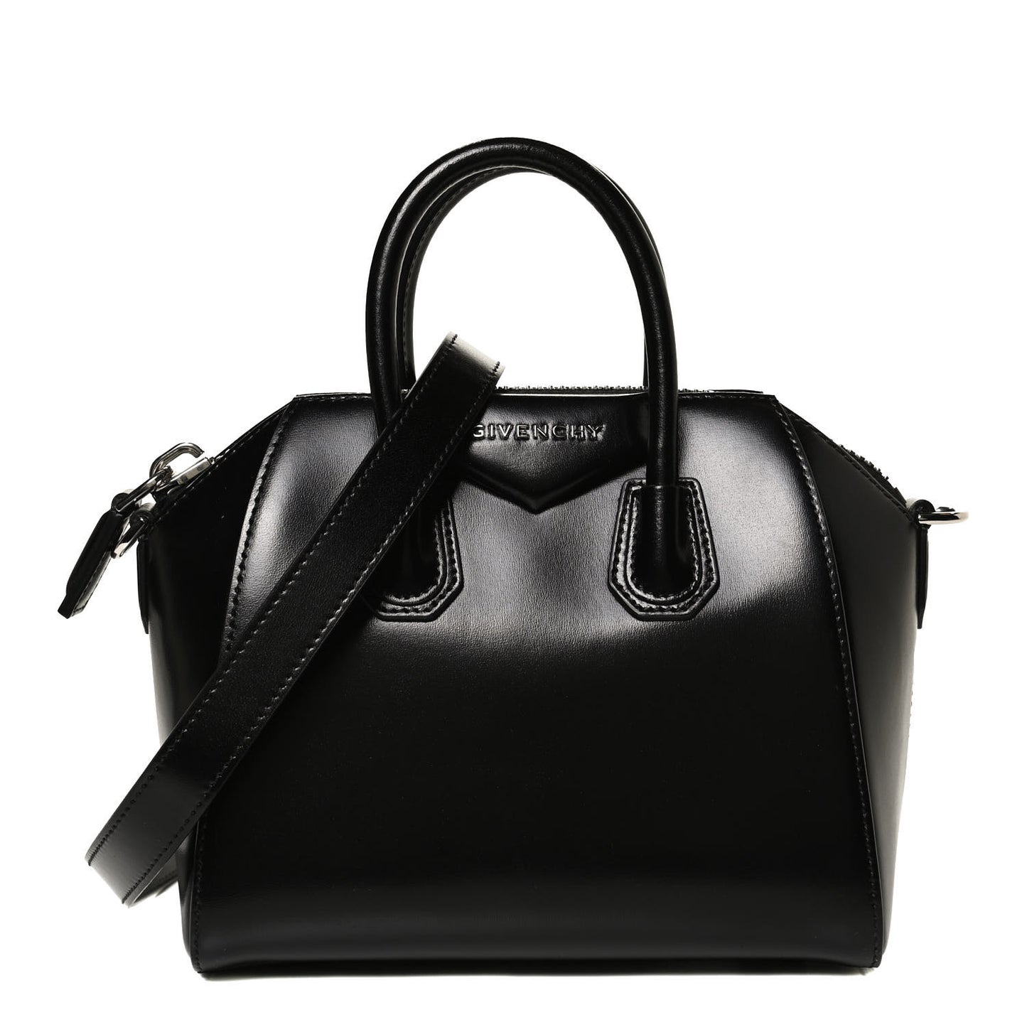 Shiny Lord Calfskin Mini Antigona Black