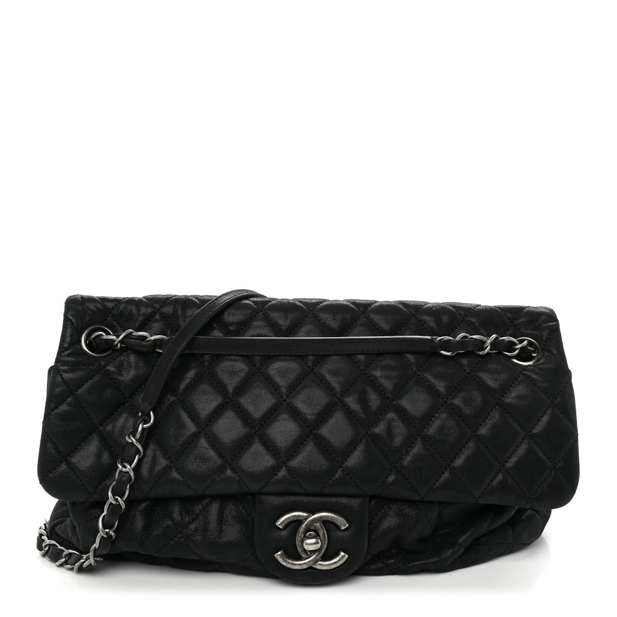 Chanel Iridescent Calfskin Quilted East West Flap Black 1 of 10