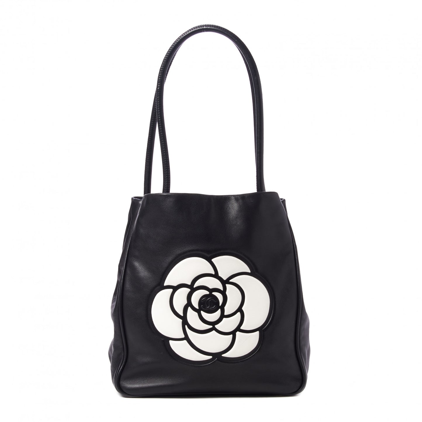 Lambskin Camellia Tote Black