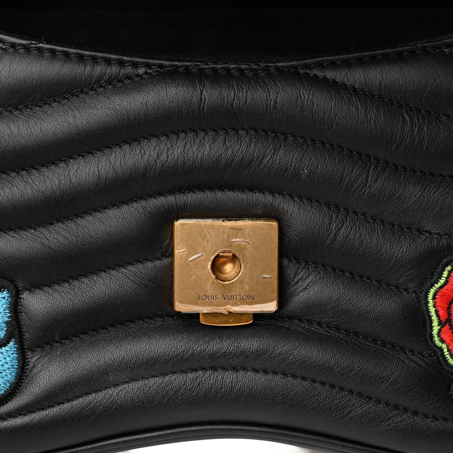 Louis Vuitton Calfskin Embroidered New Wave Chain MM Black 12 of 15
