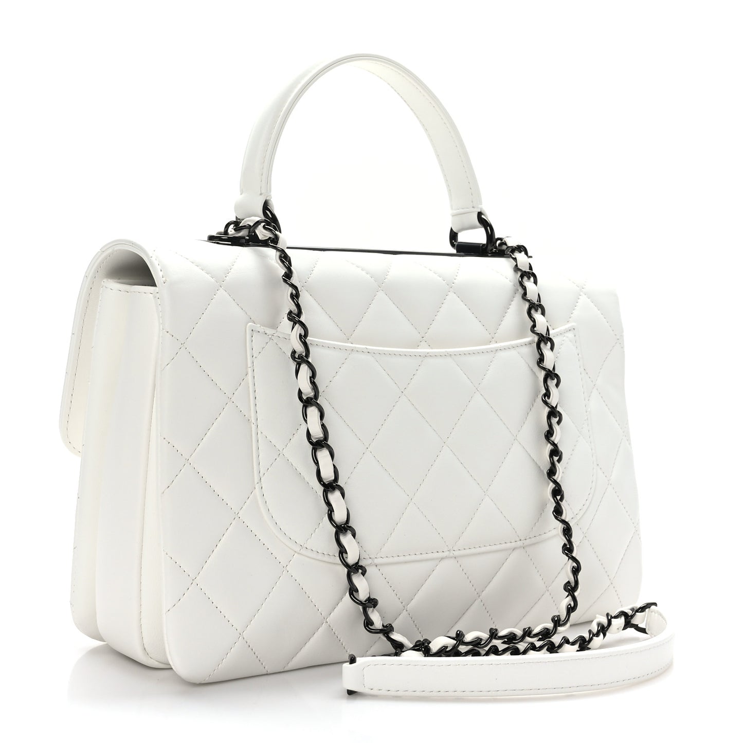 Lambskin Quilted Medium Trendy CC Flap Dual Handle Bag White