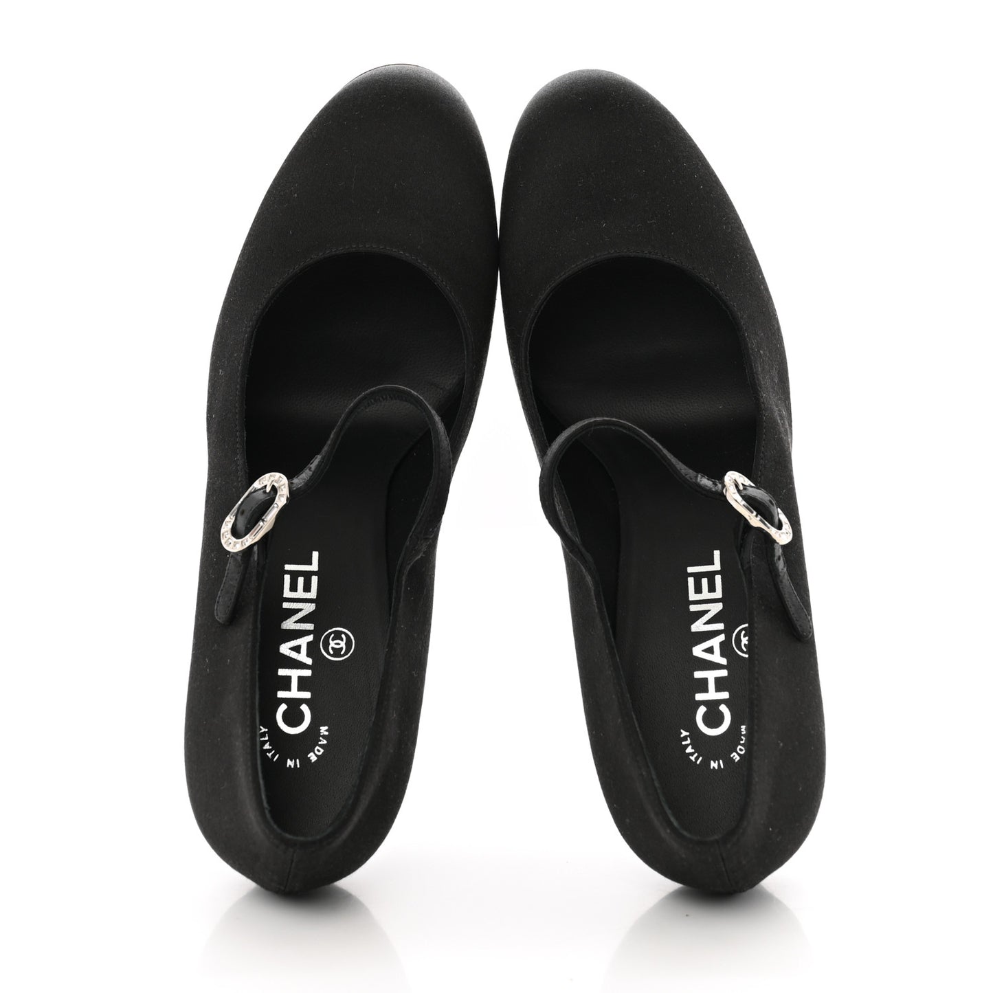 Satin Crystal Mary Jane Pumps 38.5 Black