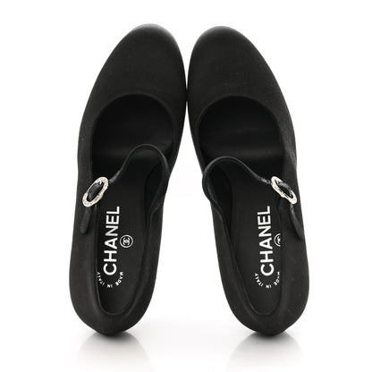 Chanel Satin Crystal Mary Jane Pumps 38.5 Black 2 of 10